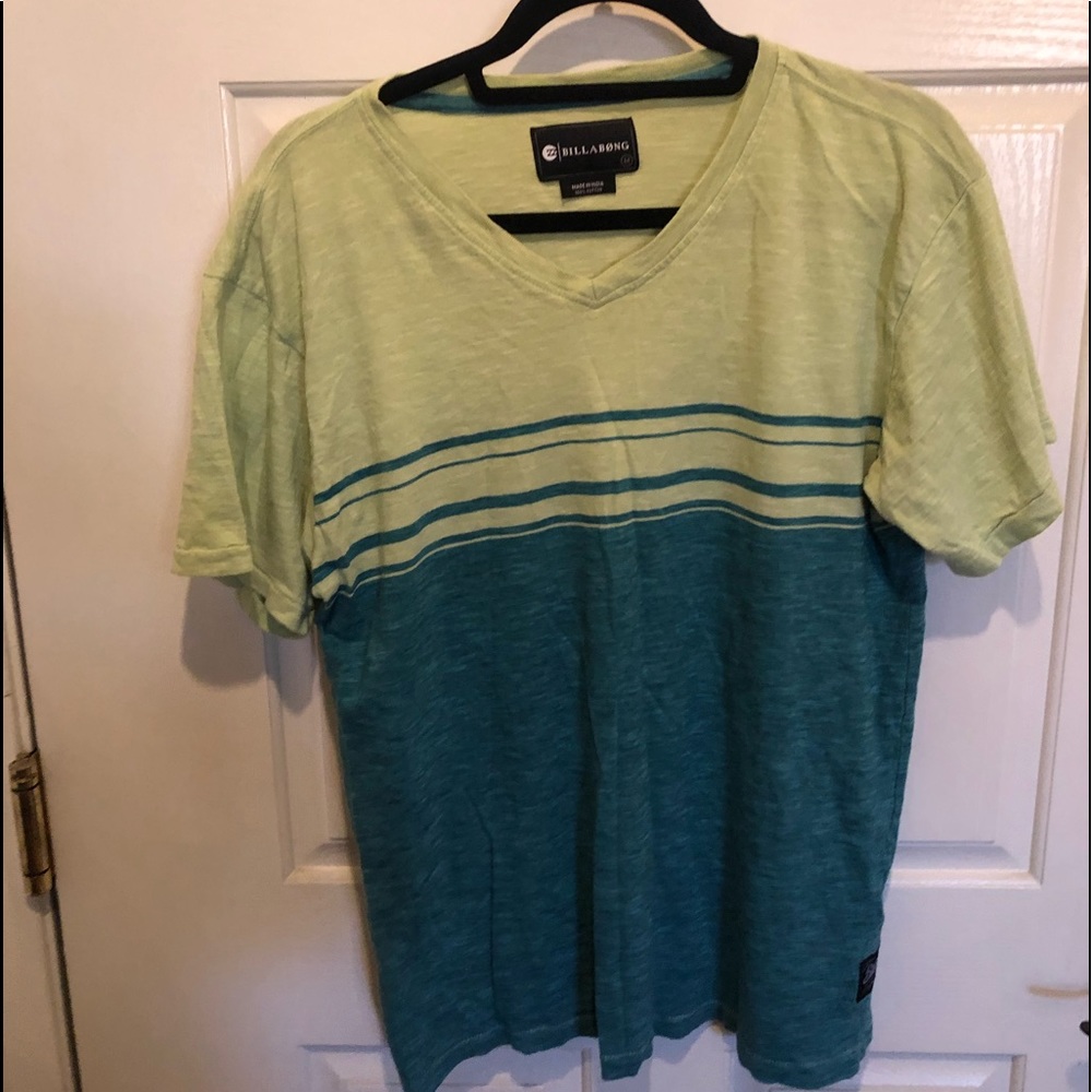 Billabong Shirt Men Medium Crew Neck Short Sleeve Tee Cotton Shirt Green.